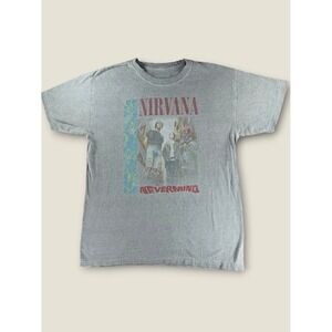 Nirvana Nevermind Graphic T-Shirt Mens Medium Gray Rock Band Tee Vintage Style